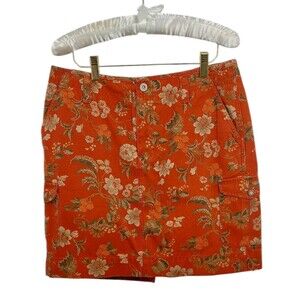 Eddie Bauer Women's Size 10 Petite Skirt Orange Rust Floral